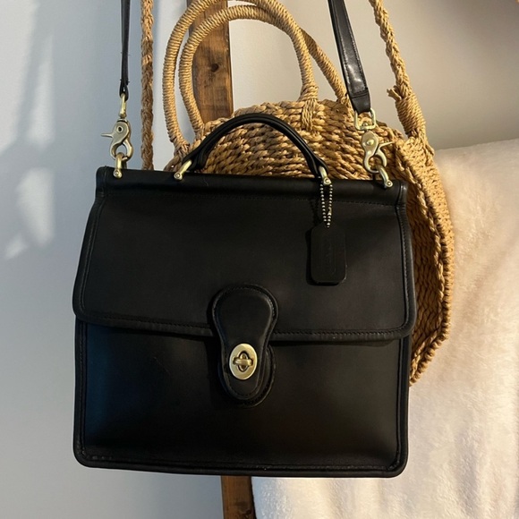Vintage Coach Willis Bag 9927 Vintage Black Leather Handbag - Picture 1 of 7